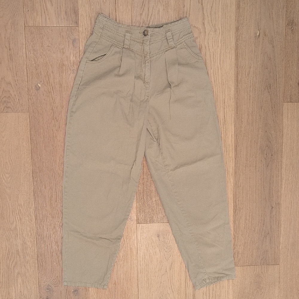 Topshop Women's Pleated Tan Trousers